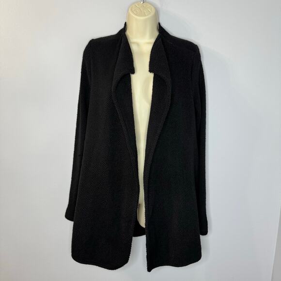 James Perse Womens Black Textured Open Front Cardigan Duster Casual Wardrobe S - Picture 9 of 10